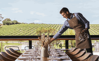 Maxwell in the McLaren Vale, SA dining table setting overlooking vineyards