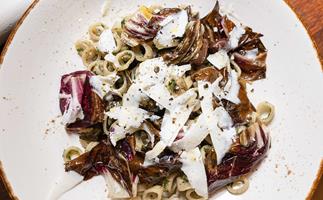 Patch Kitchen and Garden in th Adelaide Hills, SA. Photo of a pasta dish with parmesan and radicchio