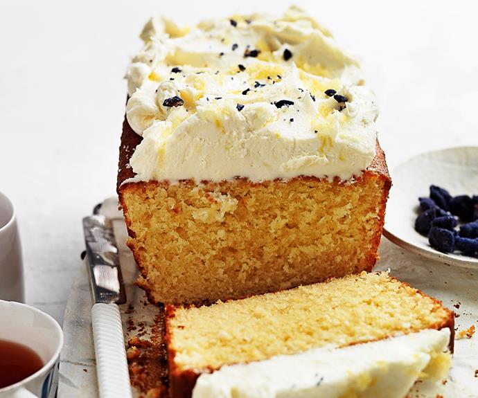 **[Lemon pound cake with crème fraîche and violets](https://www.gourmettraveller.com.au/recipes/browse-all/lemon-pound-cake-with-creme-fraiche-and-violets-11271|target="_blank"|rel="nofollow")**