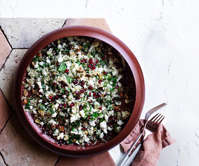 **[Cauliflower, pomegranate and quinoa salad](https://www.gourmettraveller.com.au/recipes/browse-all/cauliflower-pomegranate-quinoa-salad-17178|target="_blank")**
