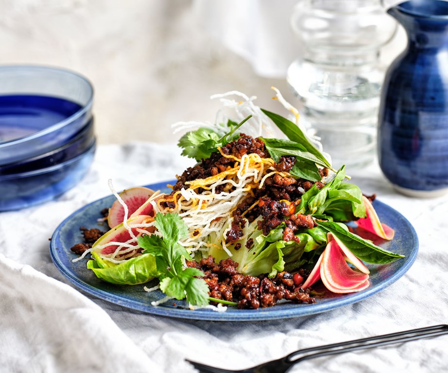 **[Spiced lamb larb with crisp vermicelli](https://www.gourmettraveller.com.au/recipes/browse-all/spiced-lamb-larb-with-vermicelli-20685|target="_blank"|rel="nofollow")**