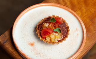 Pilot restaurant in Canberra, ACT "Hawaiian tart of 'nduja cream, fermented pineapple, tomatoes and crisp salami in a peppery pastry shell.